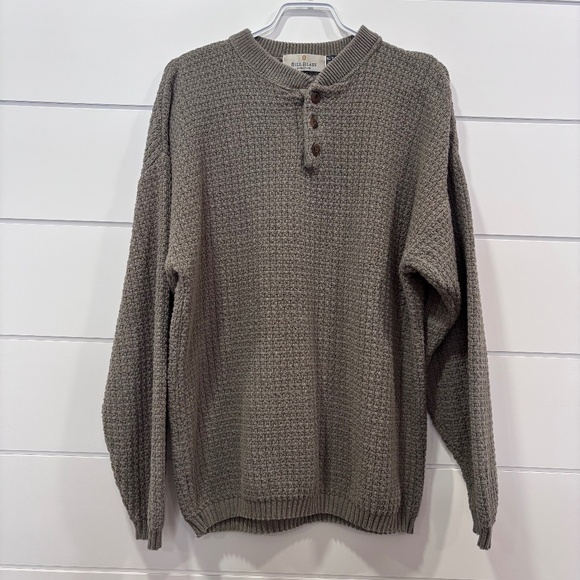 Bill Blass Menswear henley long sleeve knit sweater 100% Cotton size L - Picture 2 of 15